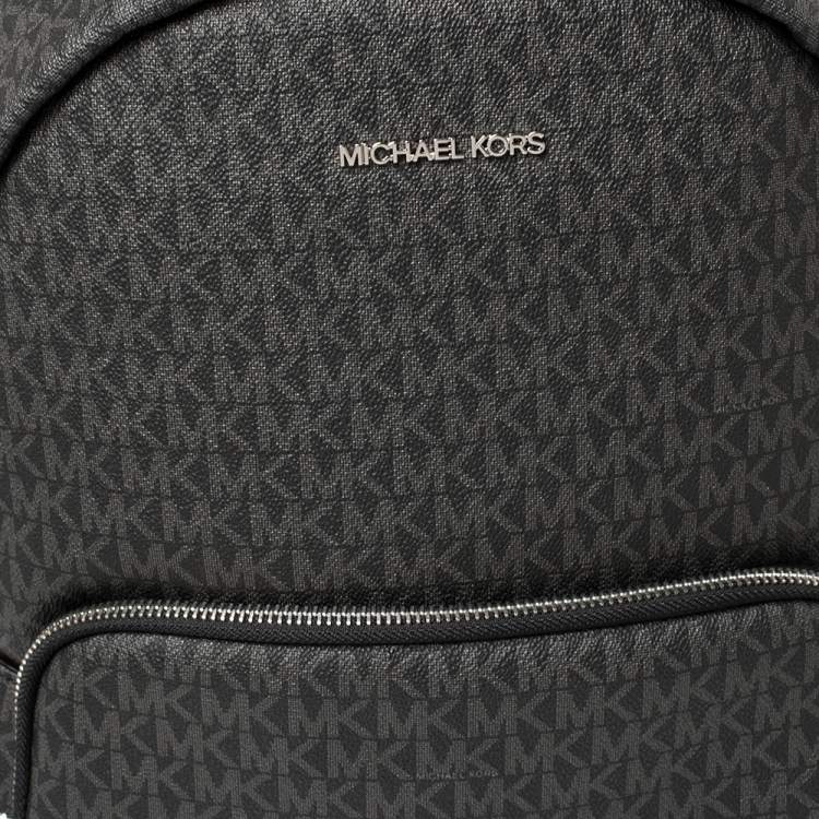 Pre Owned Michael Kors Black Signature Coated Canvas Large Erin Backpack
