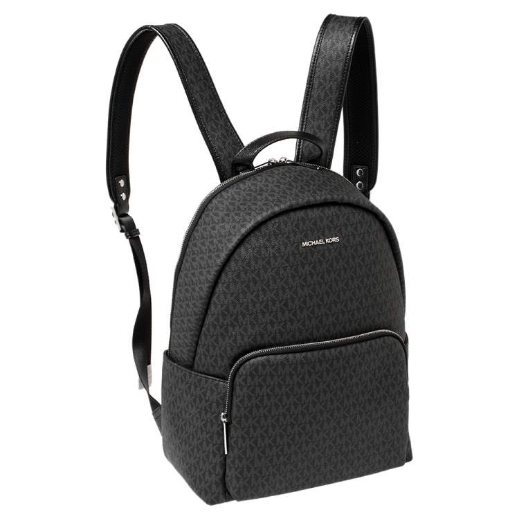 Pre Owned Michael Kors Black Signature Coated Canvas Large Erin Backpack
