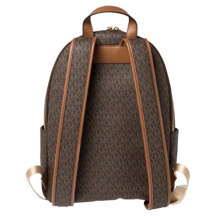 Pre Owned Michael Kors Brown Signature Coated Canvas Large Erin Backpack