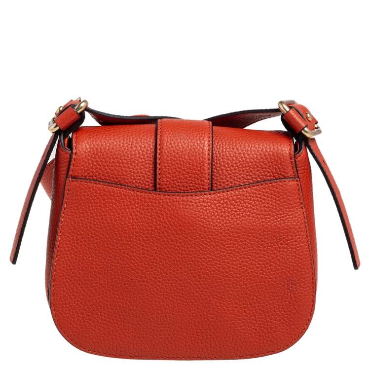 Pre Owned Michael Kors Orange Leather Maxine Saddle Bag