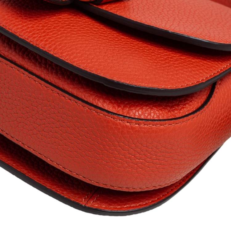 Pre Owned Michael Kors Orange Leather Maxine Saddle Bag