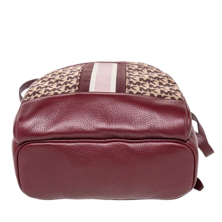 مملوكة مسبقًا Michael Kors Burgundy Canvas And Leather Abbey Backpack