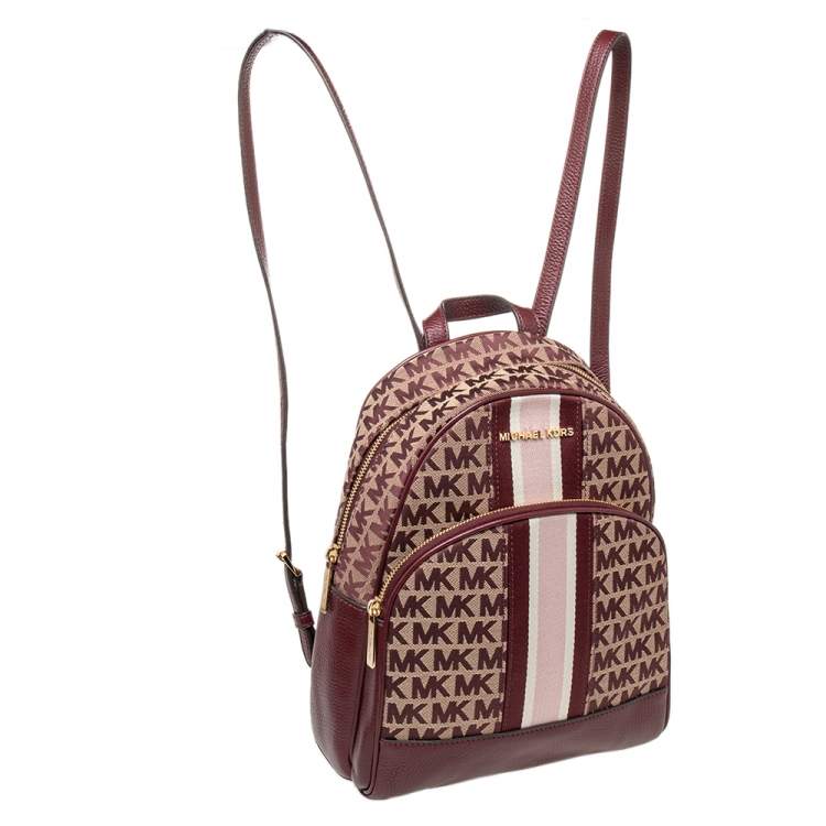 مملوكة مسبقًا Michael Kors Burgundy Canvas And Leather Abbey Backpack