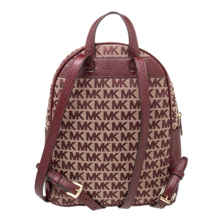مملوكة مسبقًا Michael Kors Burgundy Canvas And Leather Abbey Backpack