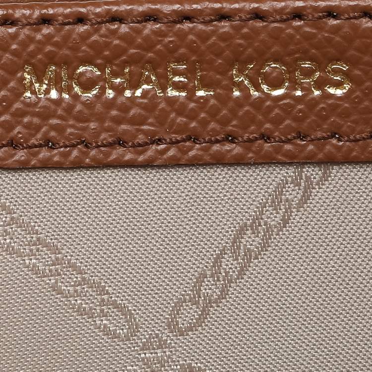 Pre Owned Michael Kors Brown Leather Jet Set Travel Zip Around Wallet