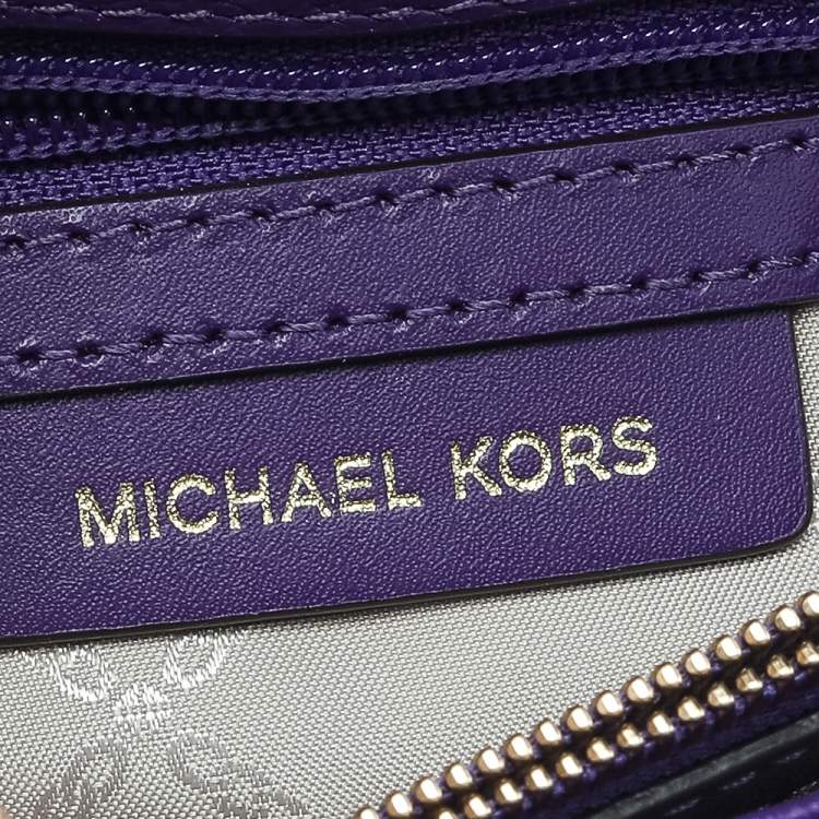 Pre Owned Michael Kors Purple Leather Flap Shoulder Bag 
