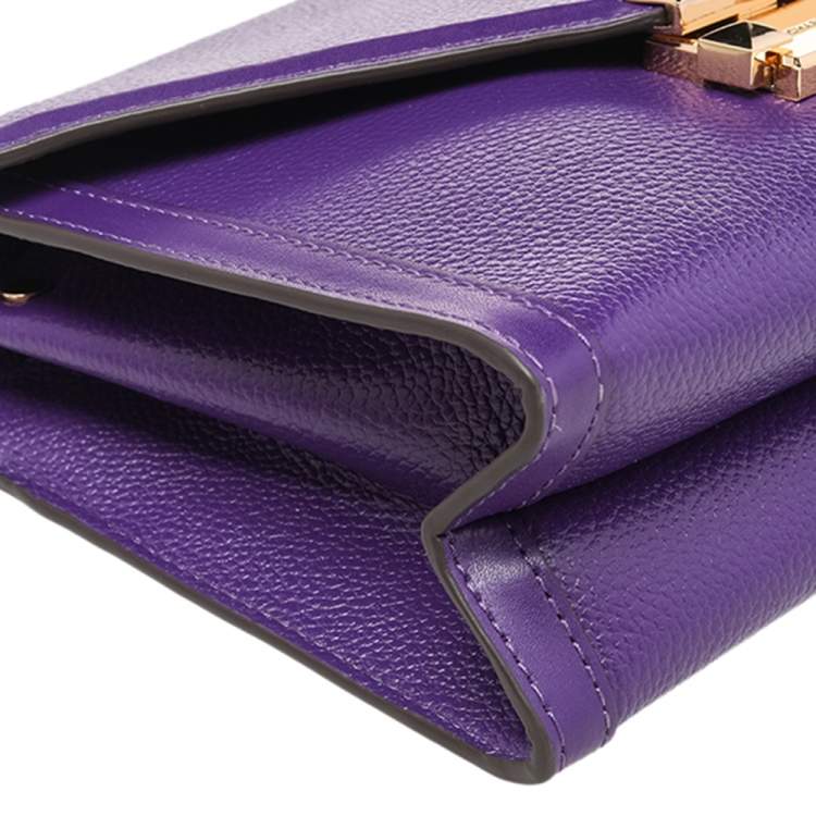 Pre Owned Michael Kors Purple Leather Flap Shoulder Bag 