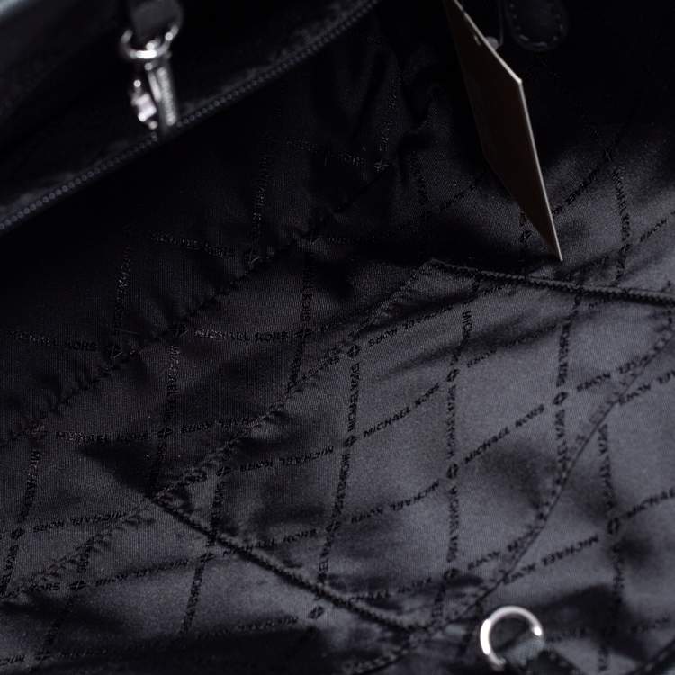 Pre Owned Michael Kors White/Black Coated Canvas Medium New York City Carryall Tote