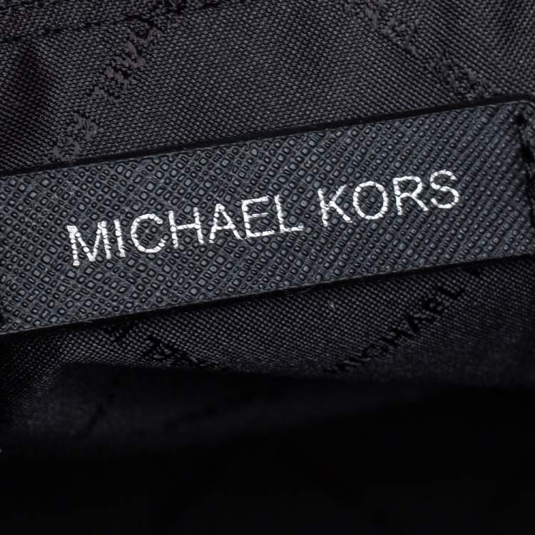 Pre Owned Michael Kors White/Black Coated Canvas Medium New York City Carryall Tote