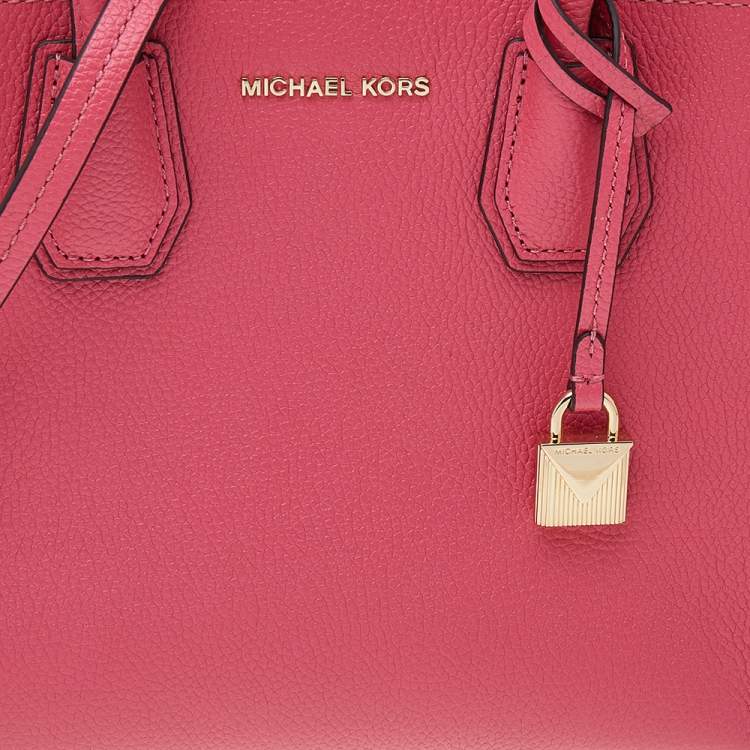 Pre Owned Michael Kors Pink Leather Mini Mercer Tote