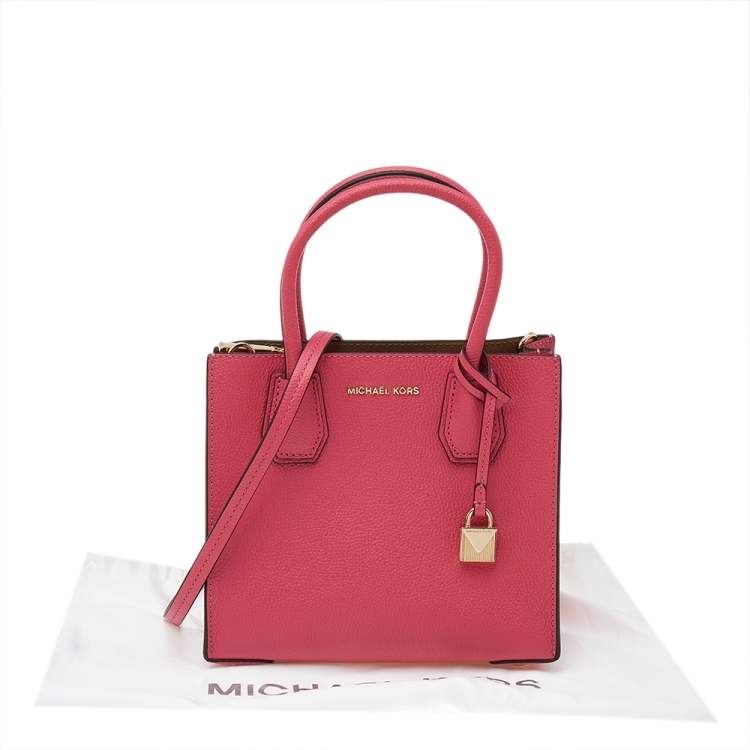 Pre Owned Michael Kors Pink Leather Mini Mercer Tote