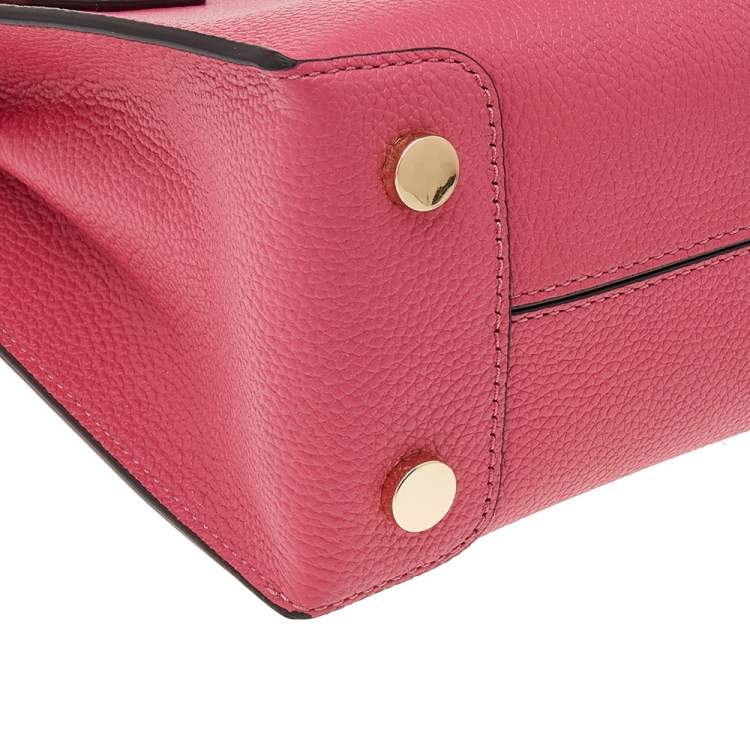 Pre Owned Michael Kors Pink Leather Mini Mercer Tote