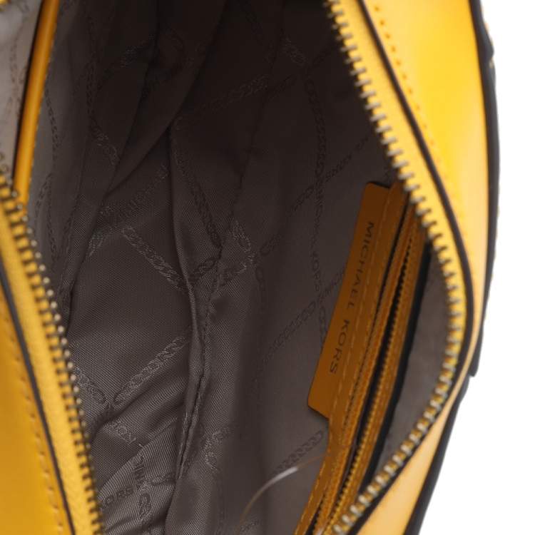 Pre Owned Michael Kors Multicolor Leather Woven Studded Camera Crossbody Bag