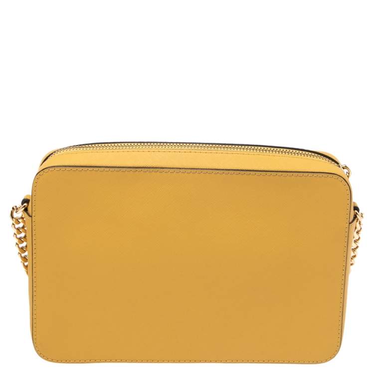 Pre Owned Michael Kors Butter Yellow Leather Camera Crossbody Bag