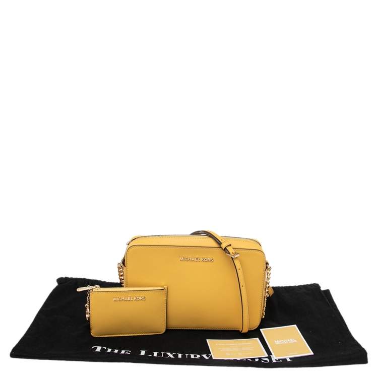 Pre Owned Michael Kors Butter Yellow Leather Camera Crossbody Bag