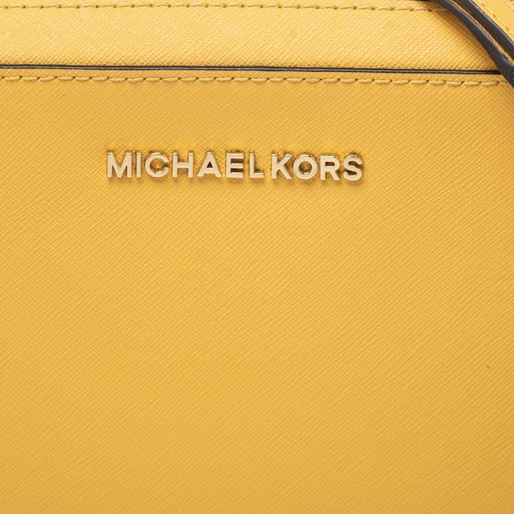 Pre Owned Michael Kors Butter Yellow Leather Camera Crossbody Bag