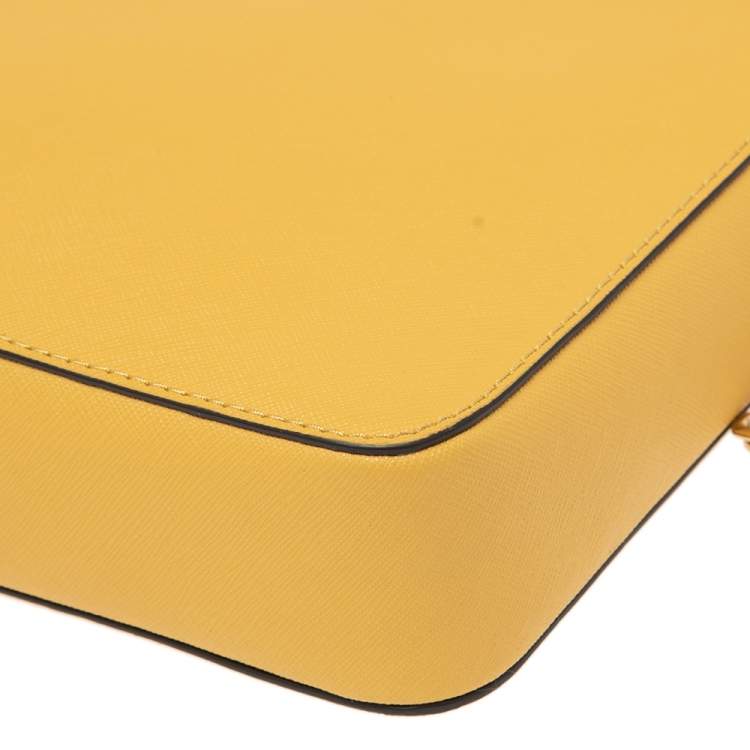 Pre Owned Michael Kors Butter Yellow Leather Camera Crossbody Bag