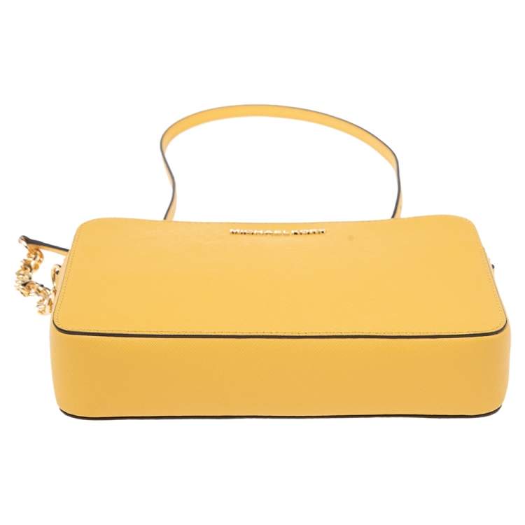 Pre Owned Michael Kors Butter Yellow Leather Camera Crossbody Bag