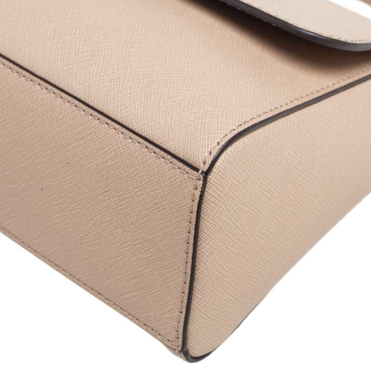 Pre Owned Michael Kors Beige Leather Sofia Top Handle Bag