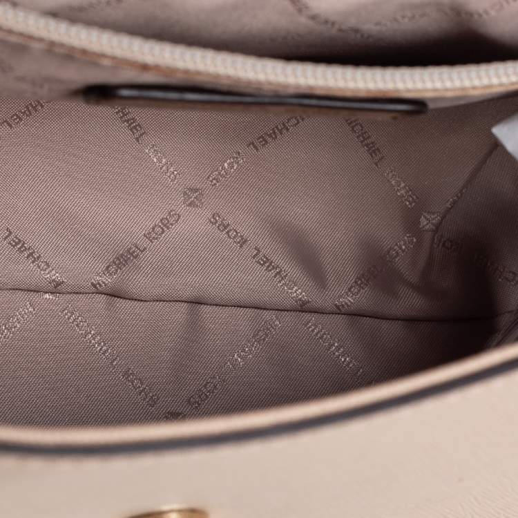 Pre Owned Michael Kors Beige Leather Sofia Top Handle Bag