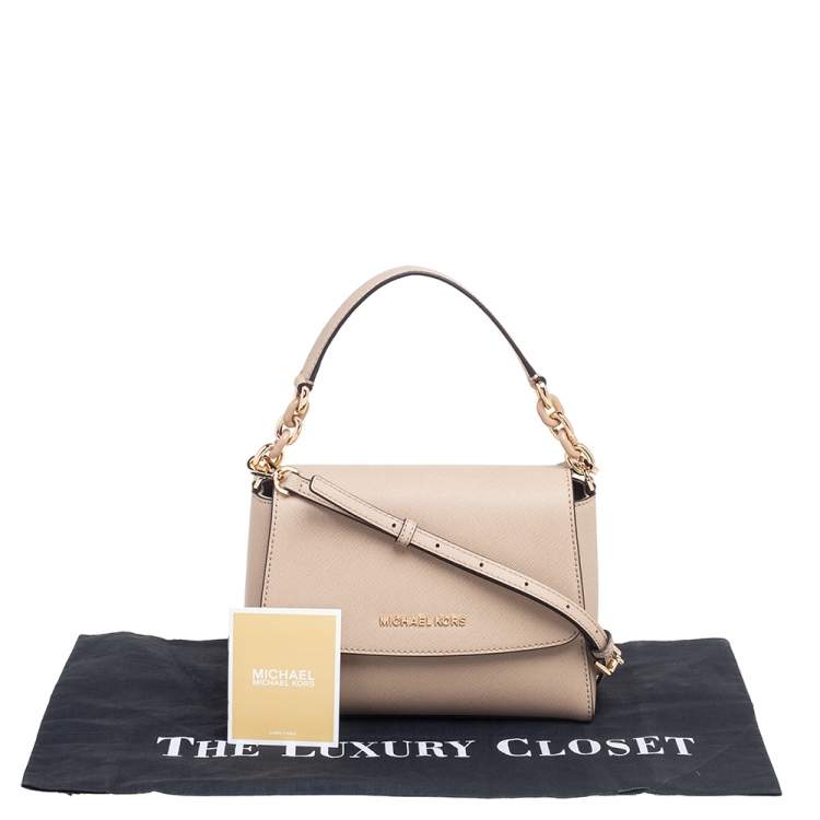 Pre Owned Michael Kors Beige Leather Sofia Top Handle Bag