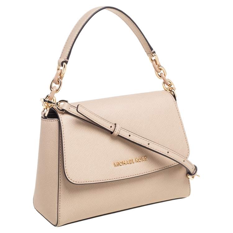 Pre Owned Michael Kors Beige Leather Sofia Top Handle Bag