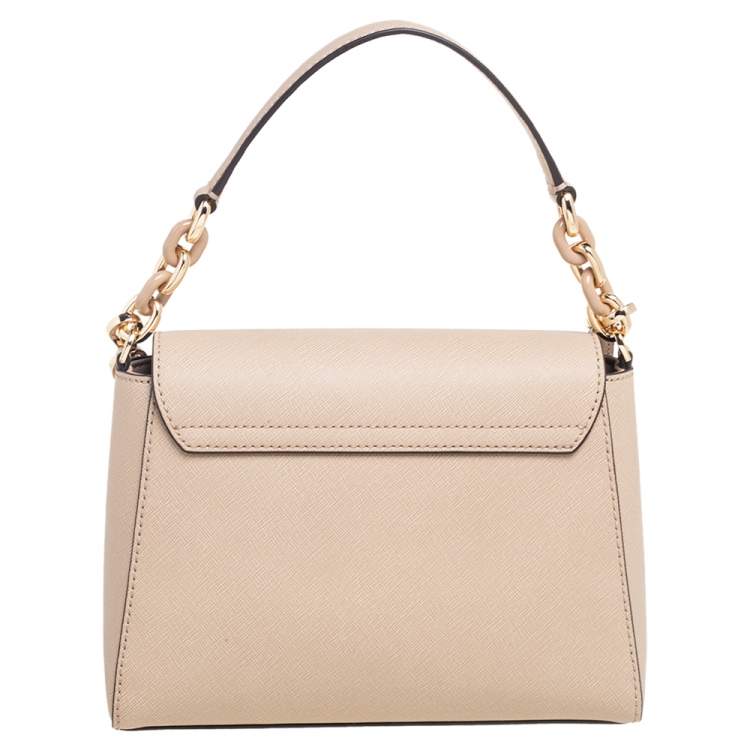 Pre Owned Michael Kors Beige Leather Sofia Top Handle Bag