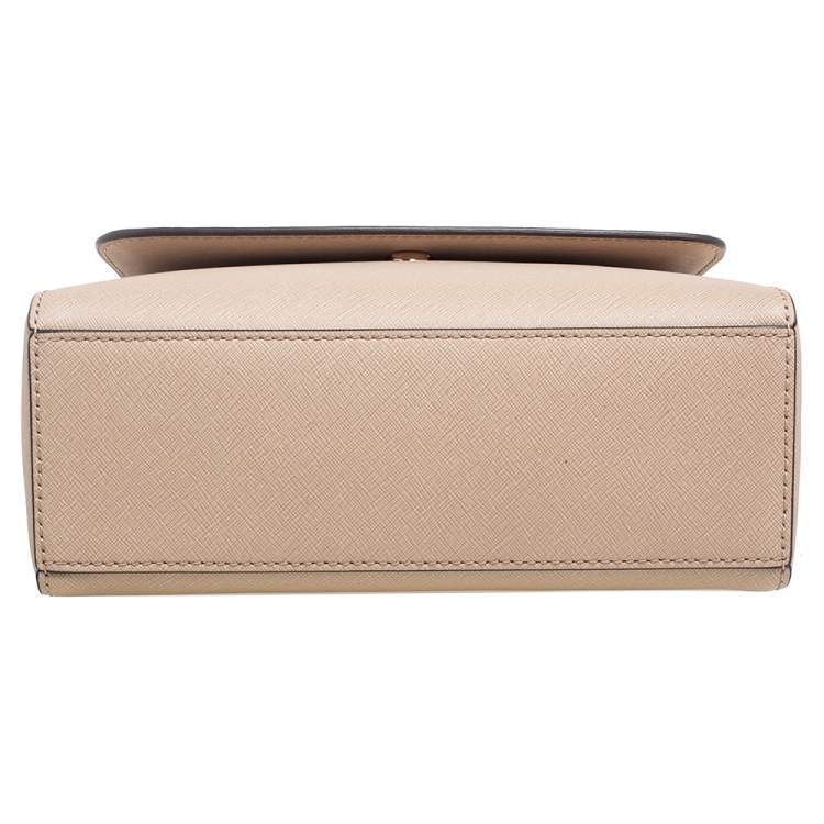 Pre Owned Michael Kors Beige Leather Sofia Top Handle Bag