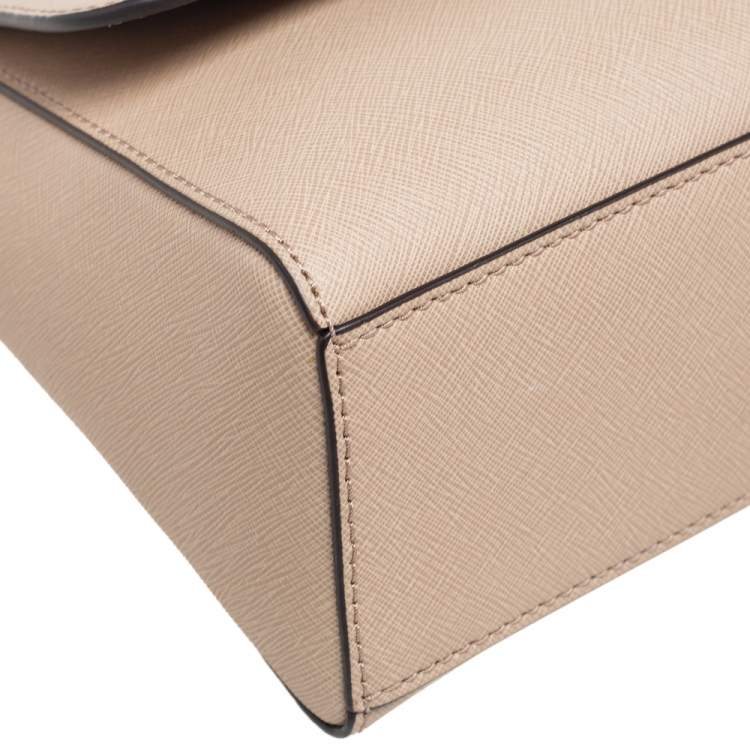 Pre Owned Michael Kors Beige Leather Sofia Top Handle Bag