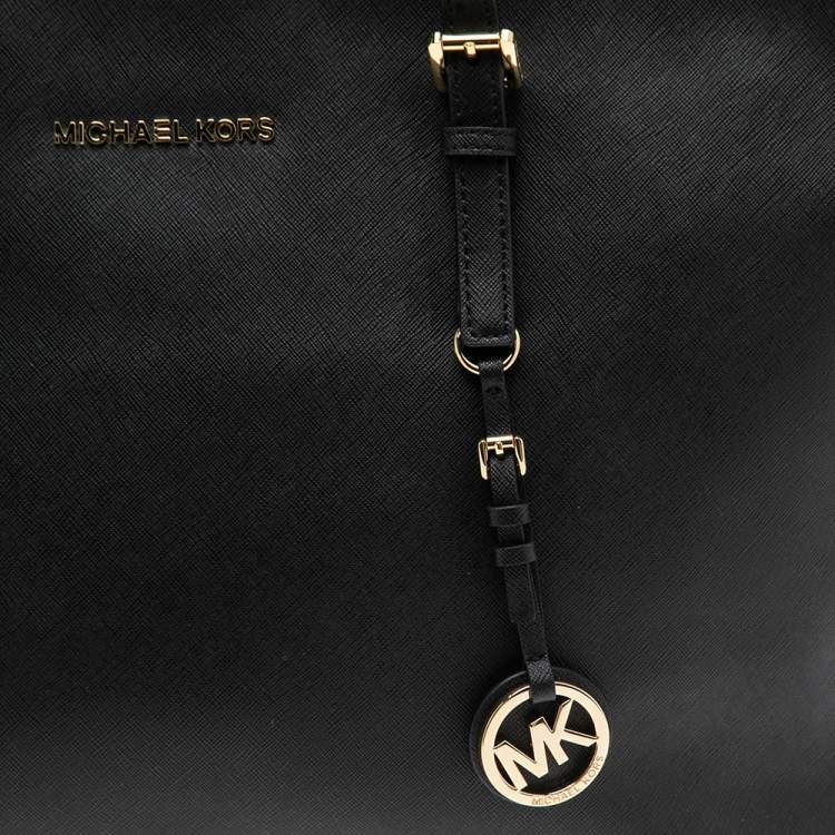 Pre Owned MICHAEL Michael Kors Black Leather Large Jet Set Tote