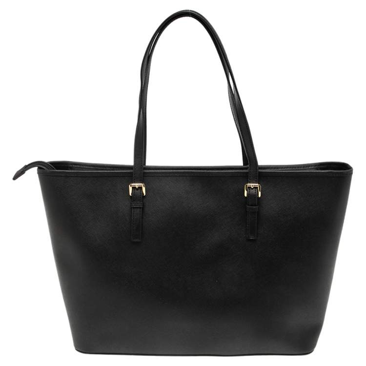Pre Owned MICHAEL Michael Kors Black Leather Large Jet Set Tote