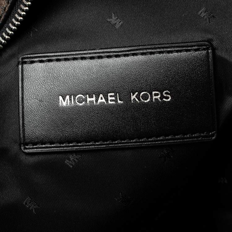 Pre Owned Michael Kors Brown/Black Signature Coated Canvas Cooper Commuter Sling Backpack