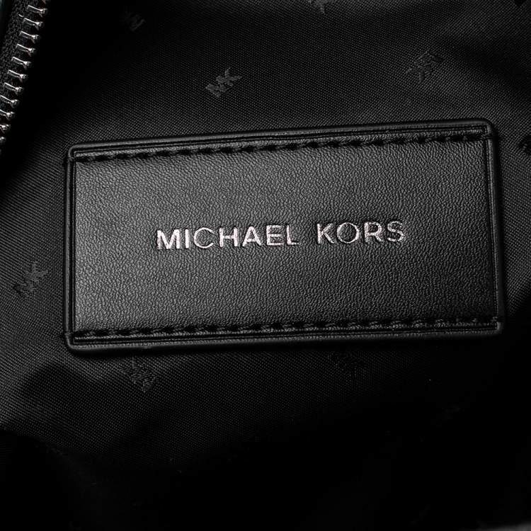 Pre Owned Michael Kors Blue/Black Signature Coated Canvas Cooper Commuter Sling Backpack 