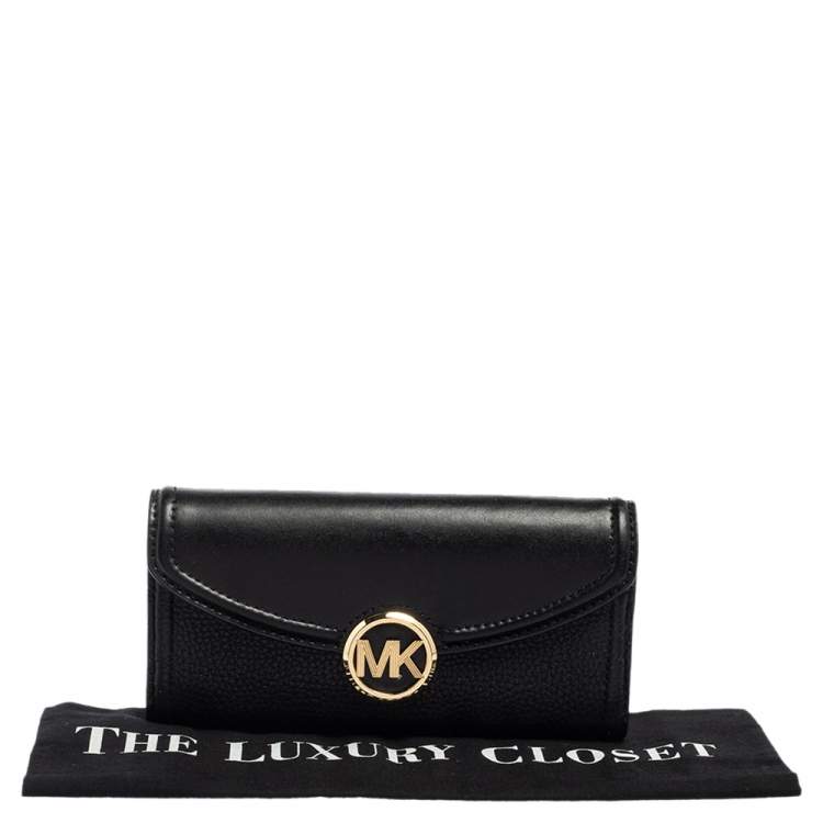 Pre Owned Michael Kors Black Leather Fulton Continental Wallet