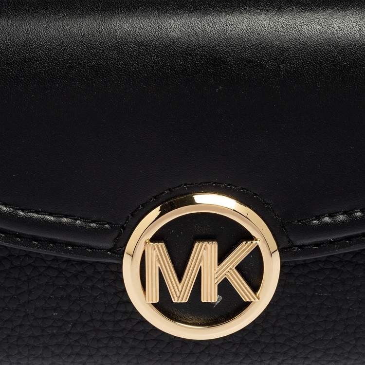 Pre Owned Michael Kors Black Leather Fulton Continental Wallet