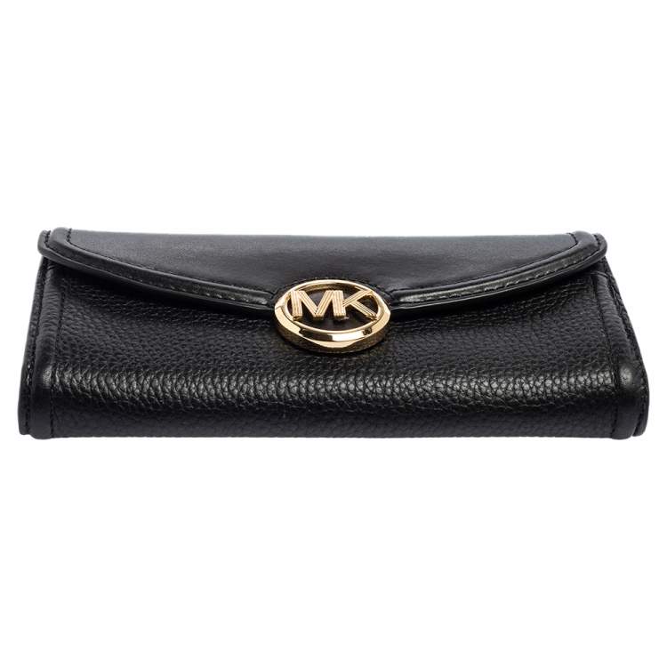 Pre Owned Michael Kors Black Leather Fulton Continental Wallet