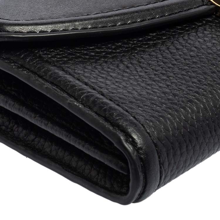 Pre Owned Michael Kors Black Leather Fulton Continental Wallet