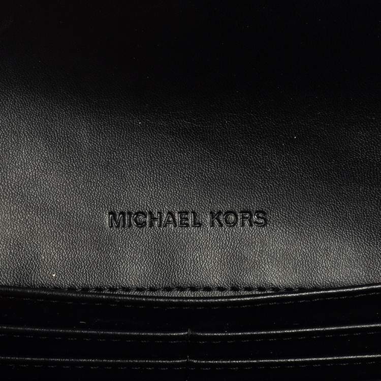 Pre Owned Michael Kors Black Leather Fulton Continental Wallet