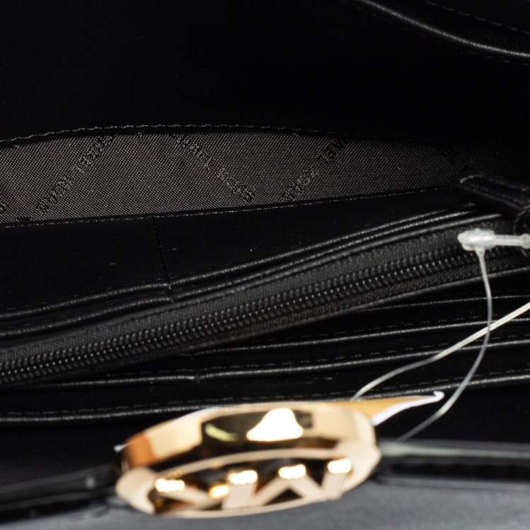 Pre Owned Michael Kors Black Leather Fulton Continental Wallet