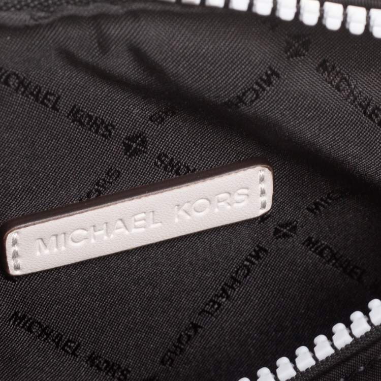 Pre Owned Michael Kors Black/White Nylon Small Kenly Camera Crossbody Bag