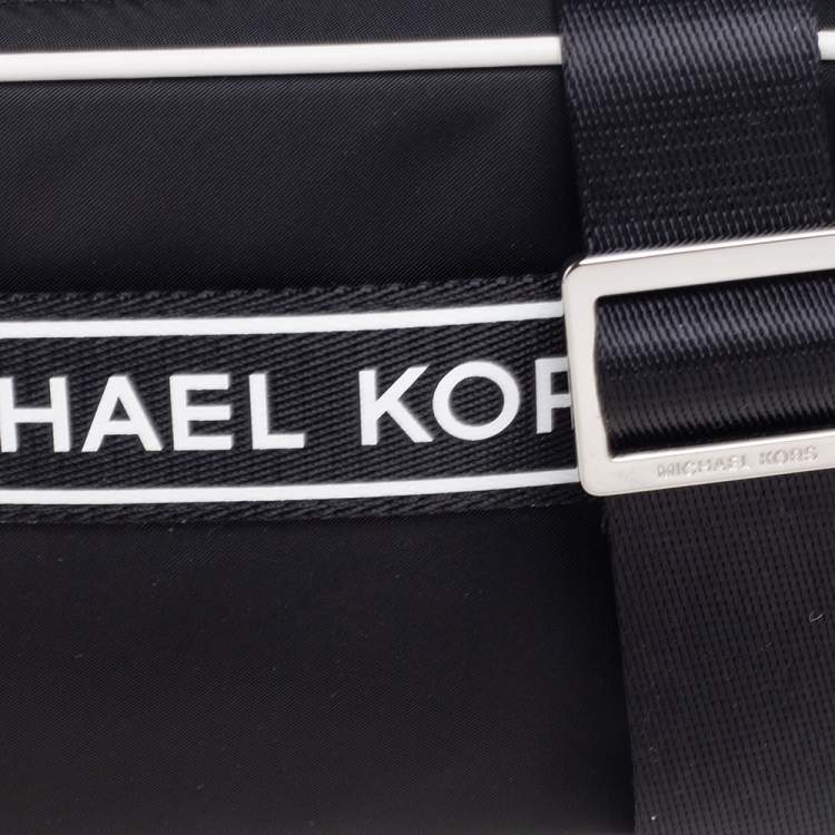 Pre Owned Michael Kors Black/White Nylon Small Kenly Camera Crossbody Bag