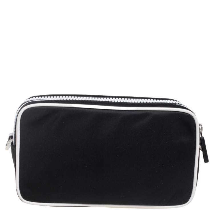 Pre Owned Michael Kors Black/White Nylon Small Kenly Camera Crossbody Bag