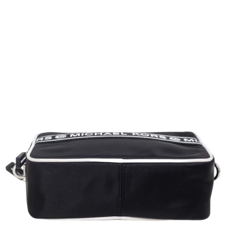 Pre Owned Michael Kors Black/White Nylon Small Kenly Camera Crossbody Bag