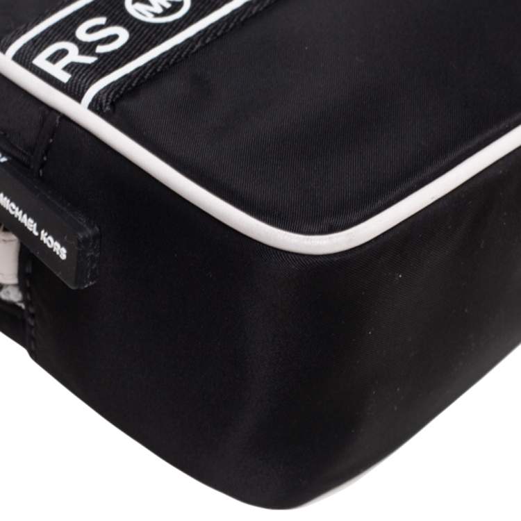 Pre Owned Michael Kors Black/White Nylon Small Kenly Camera Crossbody Bag