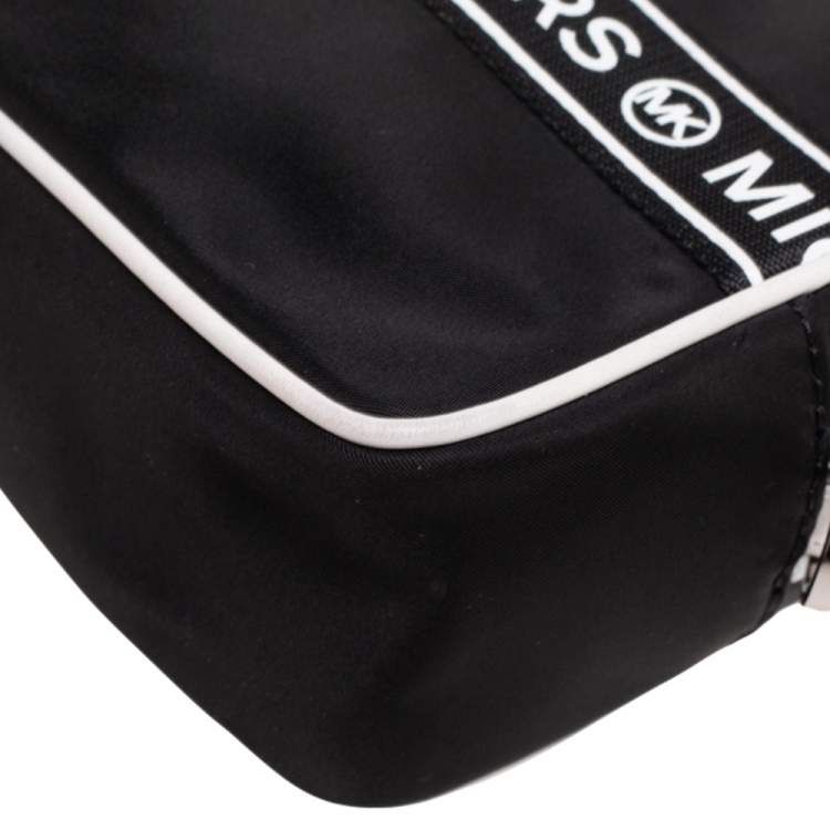 Pre Owned Michael Kors Black/White Nylon Small Kenly Camera Crossbody Bag