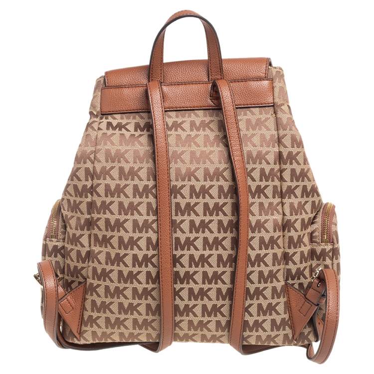 مملوكة مسبقًا Michael Kors Brown Signature Canvas and Leather Large Abbey Backpack