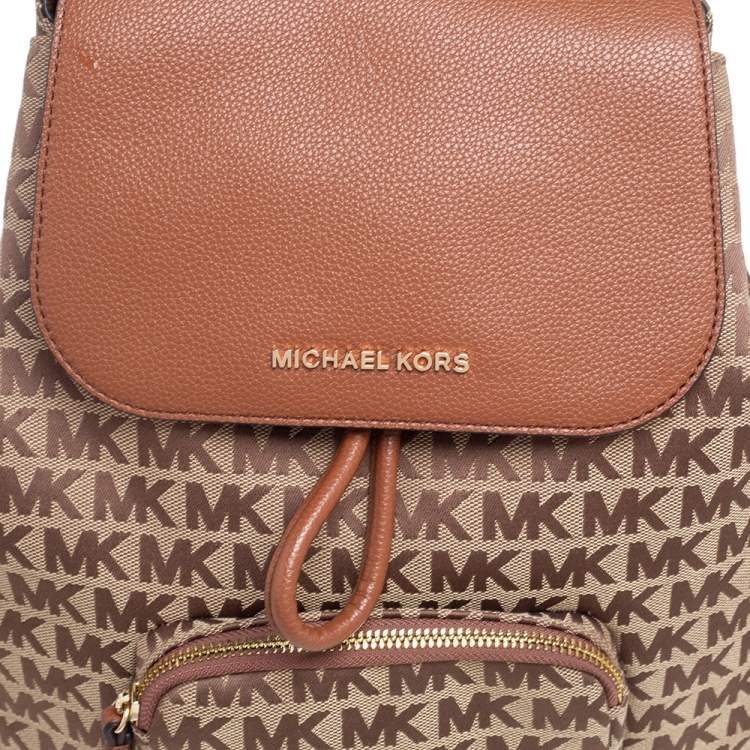 مملوكة مسبقًا Michael Kors Brown Signature Canvas and Leather Large Abbey Backpack