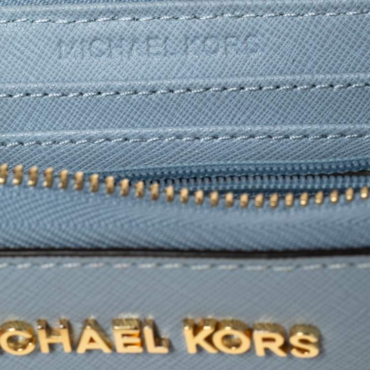 Pre Owned Michael Kors Two-Tone Leather Zip Around Wristlet Wallet