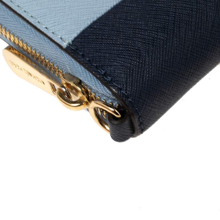 Pre Owned Michael Kors Two-Tone Leather Zip Around Wristlet Wallet