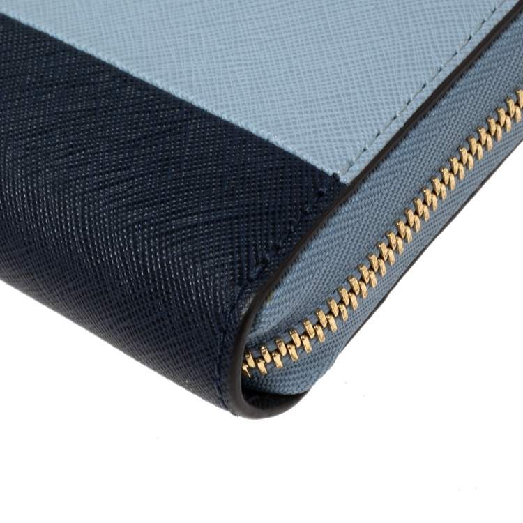 Pre Owned Michael Kors Two-Tone Leather Zip Around Wristlet Wallet